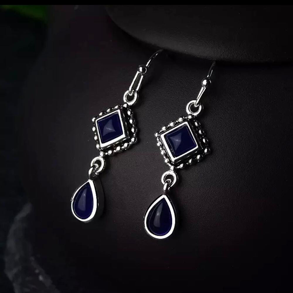 High Quality Vintage Geometric Blue Dangle Earrings52